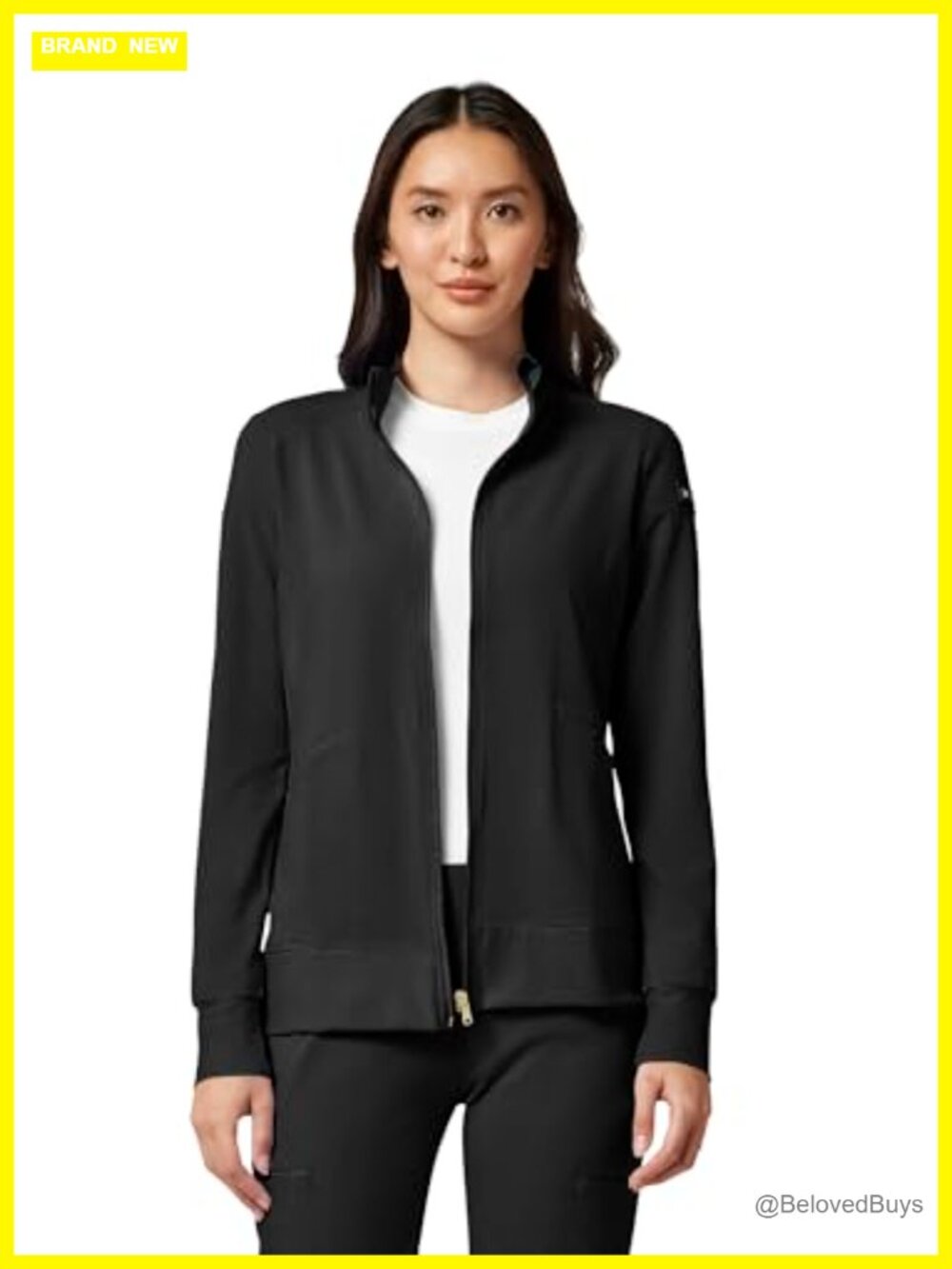 Women’s Zip Front Scrub Jacket 2 Pockets Stretch Polyester Spandex